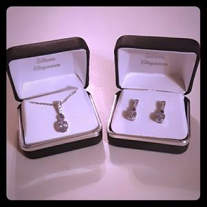 Silver and amethyst necklace and earring set